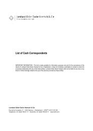 List of Cash Correspondents - Lombard Odier