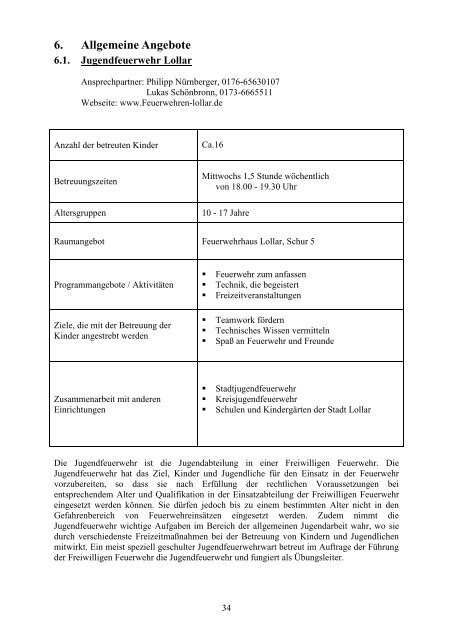 für Kinder und Jugendliche von 10 bis 18 Jahren - Stadt Lollar