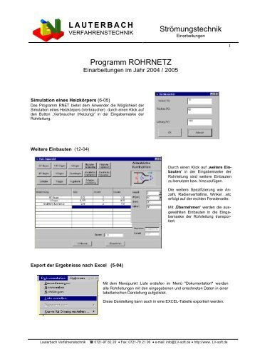 LAUTERBACH Strömungstechnik Programm ROHRNETZ