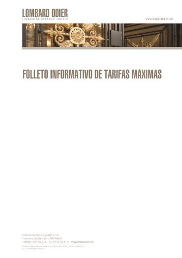 FOLLETO INFORMATIVO DE TARIFAS MÃXIMAS - Lombard Odier