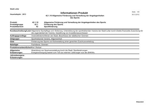 Haushalt 2013 Teil B - Gesamtergebnisplan und ... - Stadt Lollar