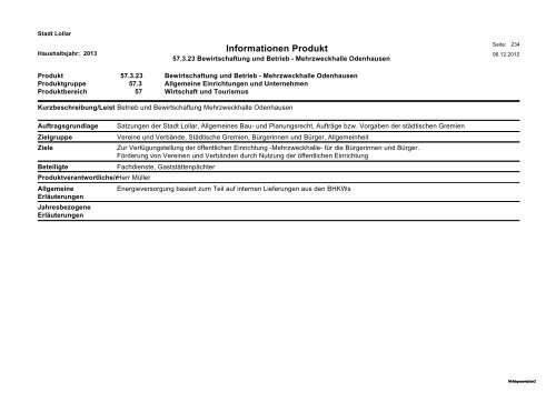 Haushalt 2013 Teil B - Gesamtergebnisplan und ... - Stadt Lollar