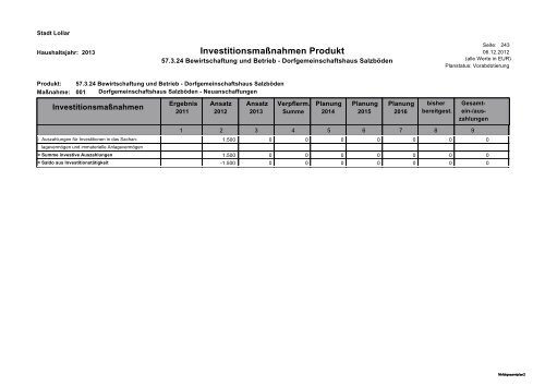 Haushalt 2013 Teil B - Gesamtergebnisplan und ... - Stadt Lollar