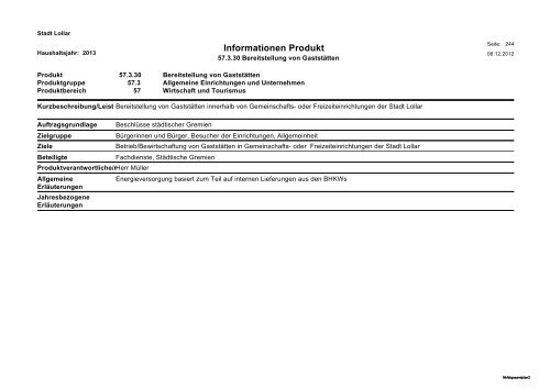 Haushalt 2013 Teil B - Gesamtergebnisplan und ... - Stadt Lollar