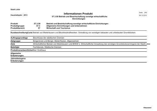 Haushalt 2013 Teil B - Gesamtergebnisplan und ... - Stadt Lollar