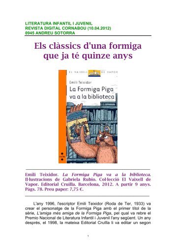 Crítica de l'últim llibre d'Emili Teixidor - Andreu Sotorra