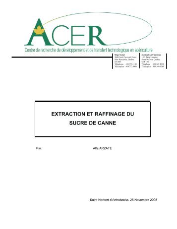 Extraction et raffinage du sucre de canne (pdf - FranceAgriMer