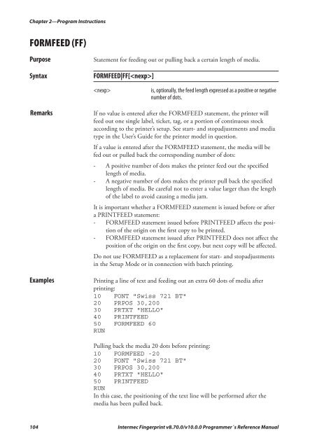 Programmer's Reference Manual Intermec Fingerprint® v8.70.0 ...