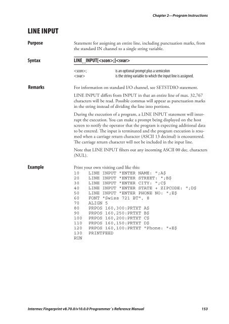 Programmer's Reference Manual Intermec Fingerprint® v8.70.0 ...