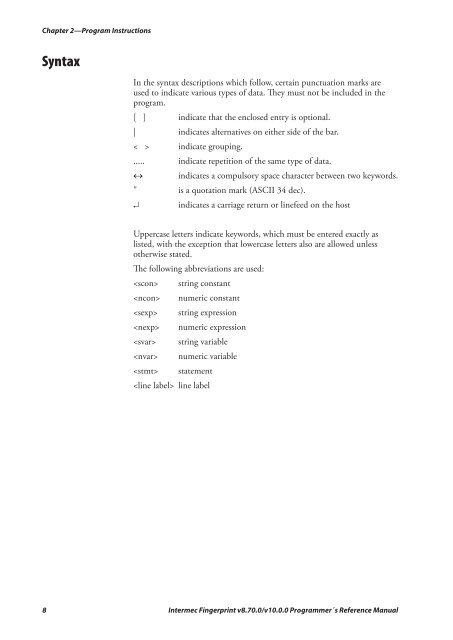 Programmer's Reference Manual Intermec Fingerprint® v8.70.0 ...