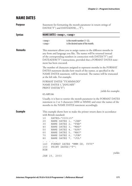 Programmer's Reference Manual Intermec Fingerprint® v8.70.0 ...