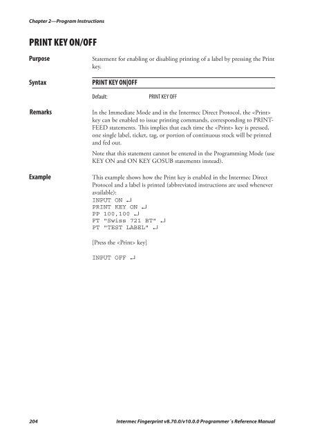 Programmer's Reference Manual Intermec Fingerprint® v8.70.0 ...