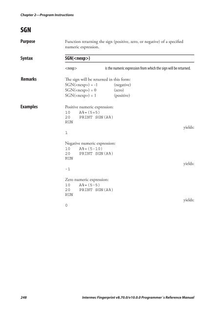 Programmer's Reference Manual Intermec Fingerprint® v8.70.0 ...