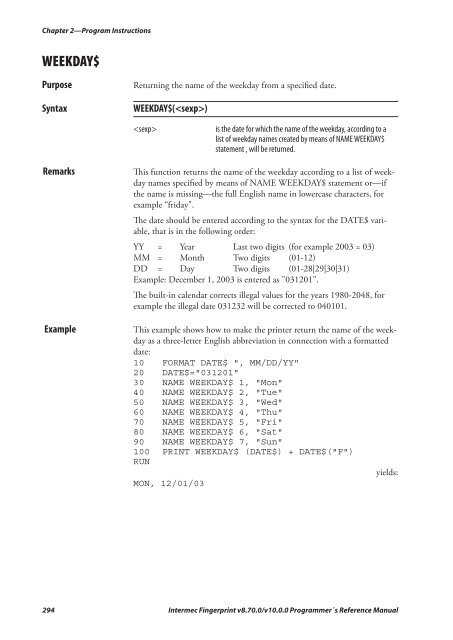 Programmer's Reference Manual Intermec Fingerprint® v8.70.0 ...