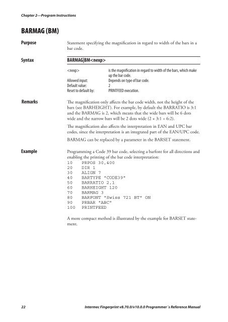 Programmer's Reference Manual Intermec Fingerprint® v8.70.0 ...