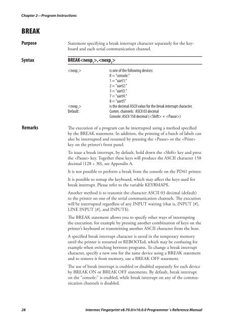 Programmer's Reference Manual Intermec Fingerprint® v8.70.0 ...