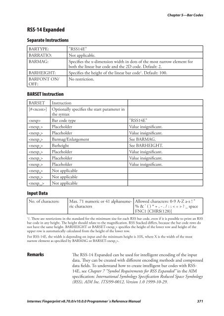 Programmer's Reference Manual Intermec Fingerprint® v8.70.0 ...