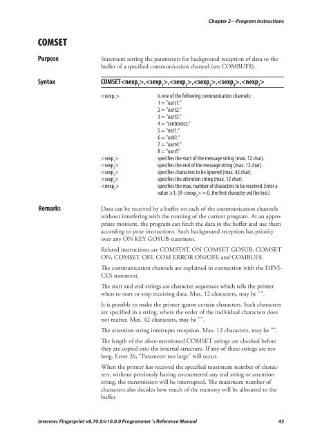 Programmer's Reference Manual Intermec Fingerprint® v8.70.0 ...