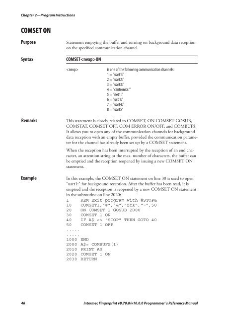 Programmer's Reference Manual Intermec Fingerprint® v8.70.0 ...