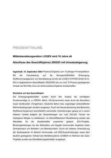 PRESSEMITTEILUNG - Logex