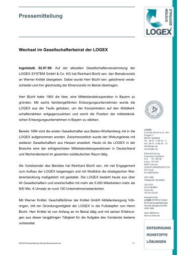 Pressemitteilung - Logex