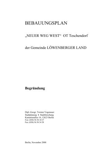 BEBAUUNGSPLAN NR - Gemeinde LÃ¶wenberger Land