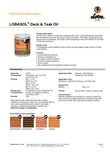 10615 LOBASOL Deck & Teak Oil