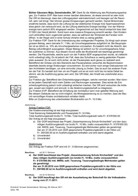 der 9. Sitzung des Grossen Gemeinderates Lyss ... - Gemeinde Lyss