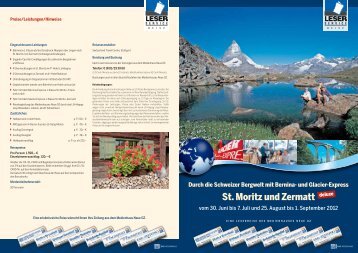 St. Moritz und Zermatt - LN-Hapag-LLoyd Reisebüro Lübeck