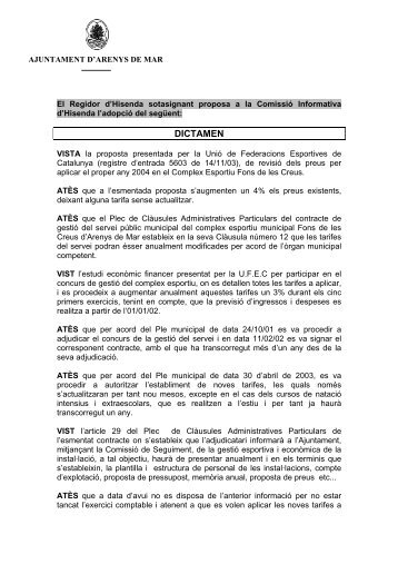 preus del complex esportiu municipal fondo de les - Ajuntament d ...