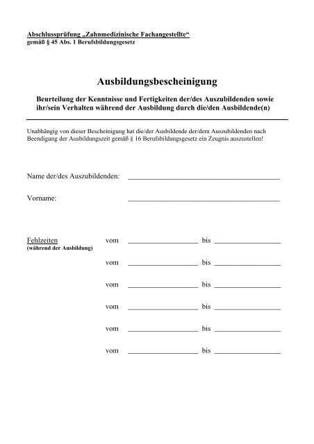 Ausbildungsbescheinigung vorzeitig.pdf - Landeszahnärztekammer ...