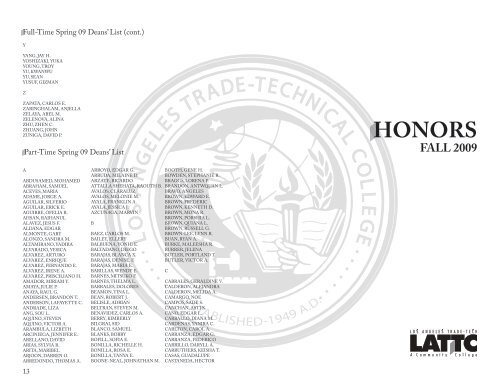 DEANS' HONORSAWARDS - Los Angeles Trade Technical College