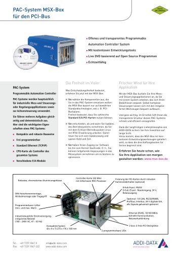 PAC-System mSX-Box für den PCI-Bus - ADDI-DATA