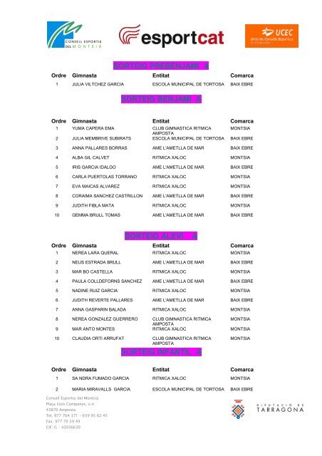 ordre de sortida - Consell Esportiu del Montsià