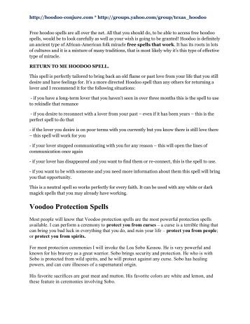 Voodoo Protection Spells - Hoodoo-Conjure