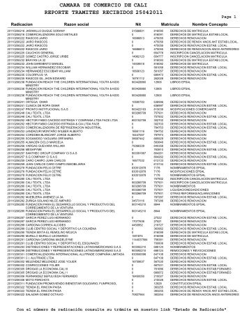 camara de comercio de reporte tramites recibidos 25042011 cali