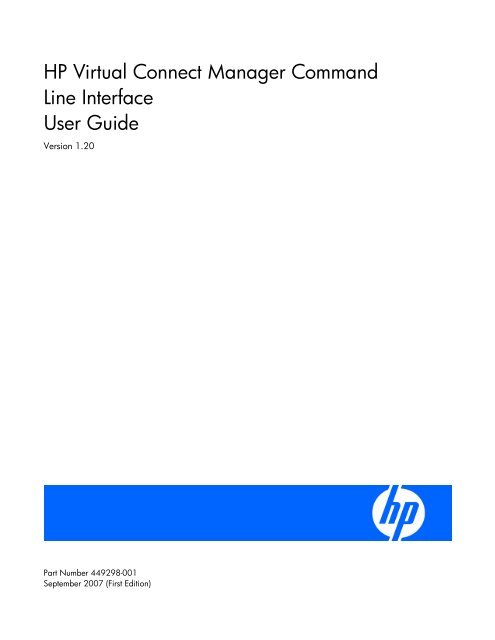 HP Virtual Connect Manager Command Line Interface User Guide ...