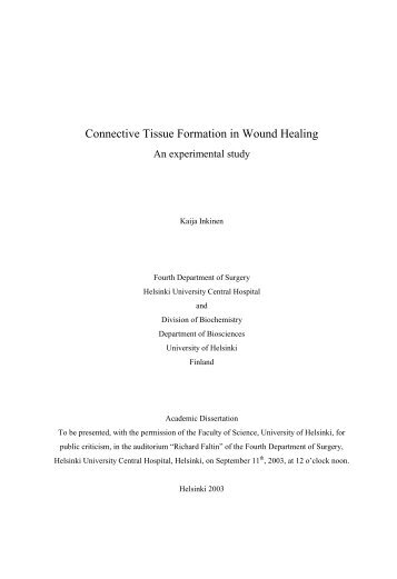 Connective Tissue Formation in Wound Healing - E-thesis