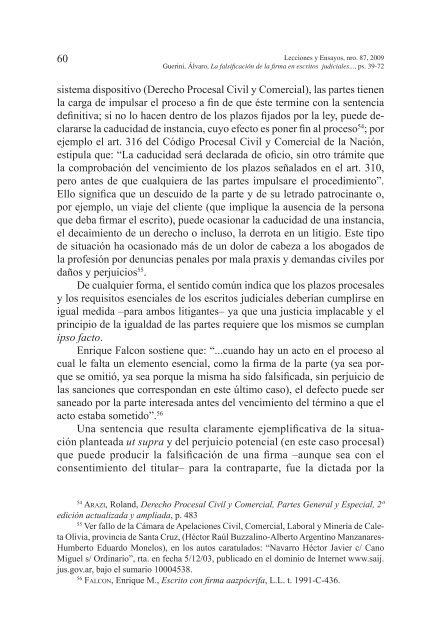 la falsificación de la firma en escritos judiciales. doctrina y ...