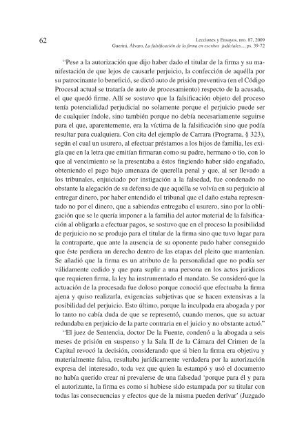 la falsificación de la firma en escritos judiciales. doctrina y ...