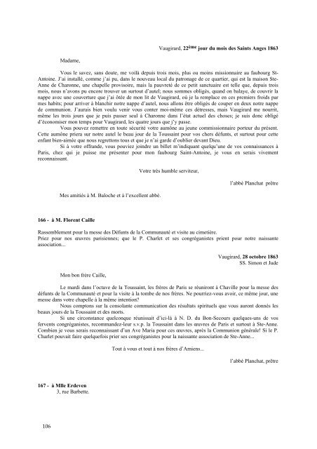Lettres du P. Henri Planchat