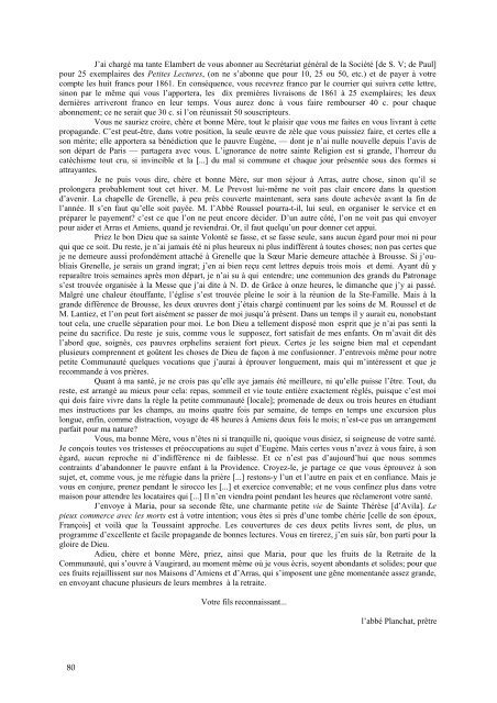 Lettres du P. Henri Planchat
