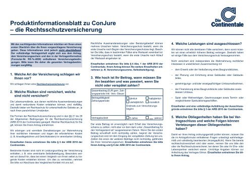 Produktinformationsblatt Zu Conjure Die Rechtsschutzversicherung
