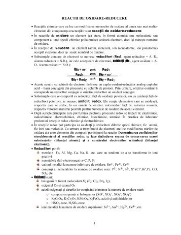 REACTII DE OXIDARE-REDUCERE