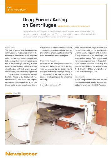 Drag Forces Acting on Centrifuges Michael Warden - Acutronic