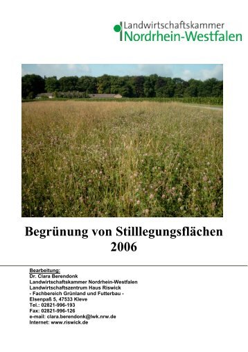 Begrünung von Stilllegungsflächen - Landwirtschaftszentrum Riswick