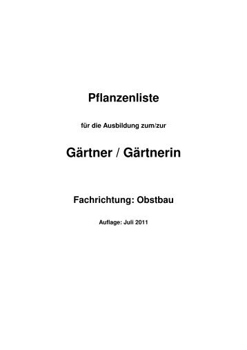 Pflanzenliste Obstbau - Landwirtschaftskammer Nordrhein-Westfalen