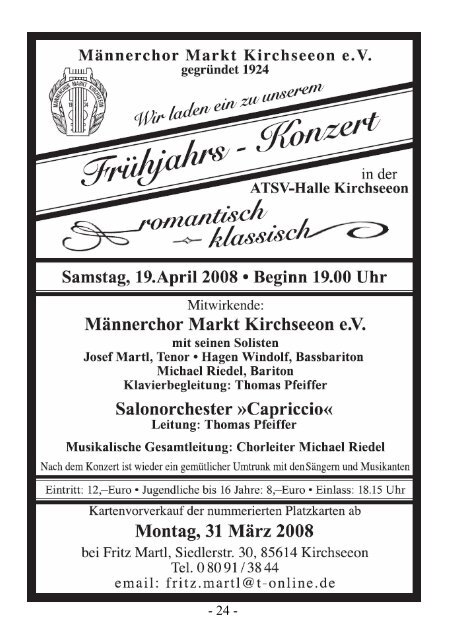 Sängerbladl 1/2008 - Männerchor Markt Kirchseeon eV