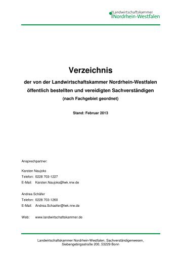 Verzeichnis - Landwirtschaftskammer Nordrhein-Westfalen