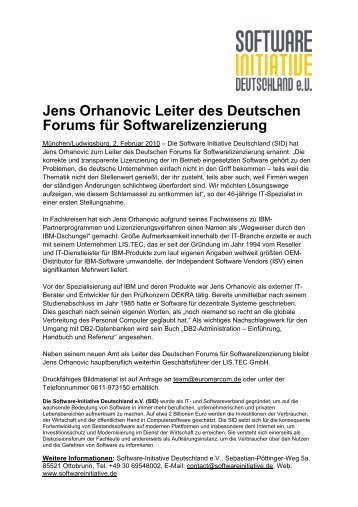 Jens Orhanovic Leiter des Deutschen Forums für ... - LIS.TEC GmbH
